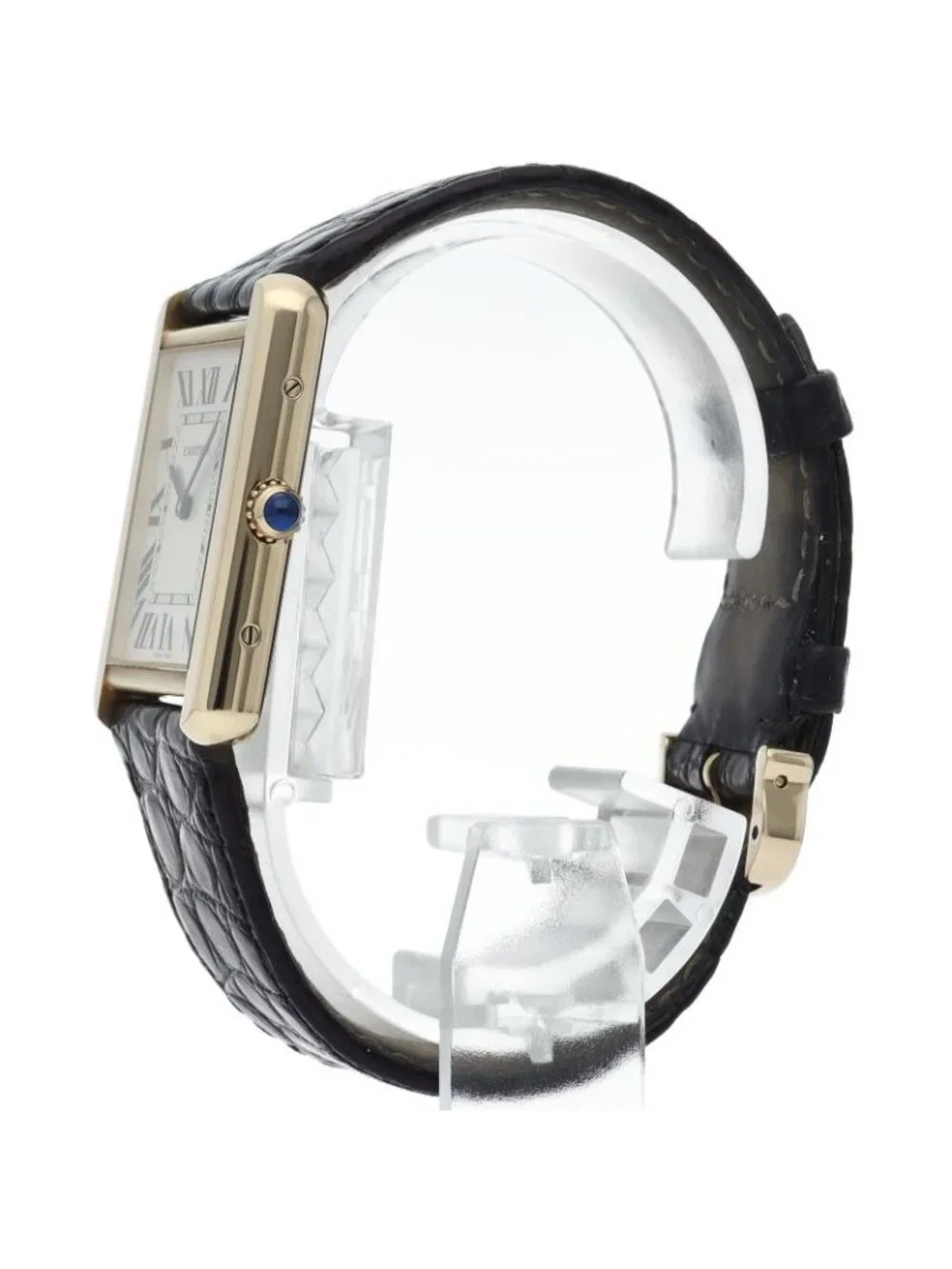 Cartier Tank Solo LM Watch 18 YG SS Leather White